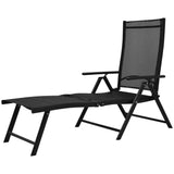 Folding Sun Lounger Aluminium Black - Front View