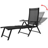 Folding Sun Lounger Aluminium Black - Side View