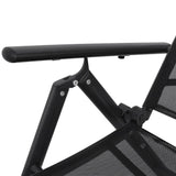 Folding Sun Lounger Aluminium Black - Top-Down View
