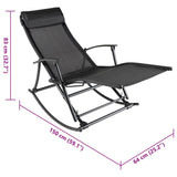 Garden Rocking Chair Steel and Textilene Black - Close-Up Angle