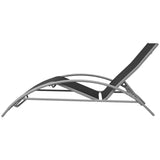Sun Loungers with Table Aluminium Black - 45-Degree Angle
