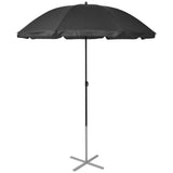 Sun Loungers with Umbrella Aluminium Black - Side View