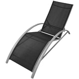 Sun Loungers with Umbrella Aluminium Black - Top-Down View