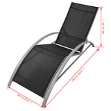 Sun Loungers with Umbrella Aluminium Black - Low Angle