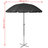 Sun Loungers with Umbrella Aluminium Black - Extra Image