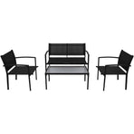 4 Piece Garden Lounge Set Textilene Black