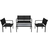 4 Piece Garden Lounge Set Textilene Black - Front View