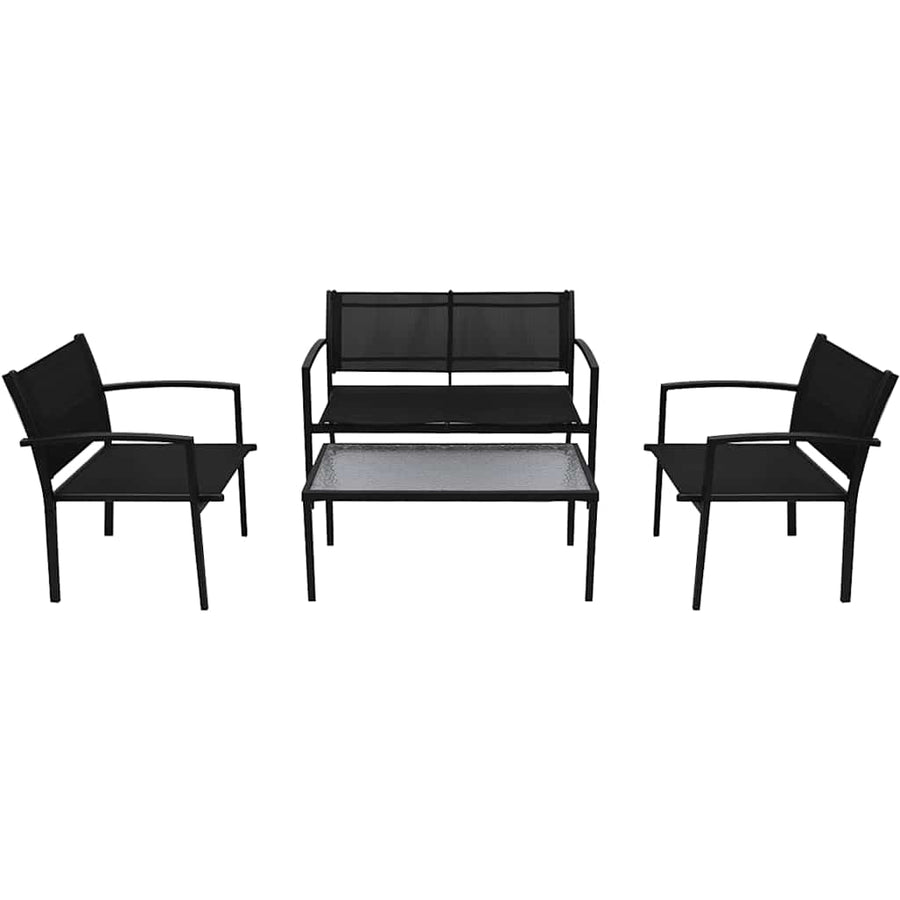 4 Piece Garden Lounge Set Textilene Black