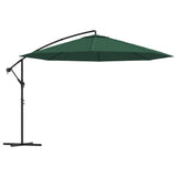 Cantilever Garden Parasol 3.5 m Green - Front View