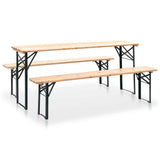 Folding Beer Table with 2 Benches 177 cm Pinewood - Side View