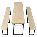 Folding Beer Table with 2 Benches 220 cm Fir Wood - Side View