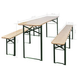 Folding Beer Table with 2 Benches 220 cm Fir Wood - Close-Up Angle