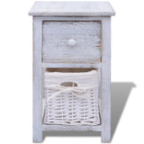 Bedside Cabinet Wood White - Side View