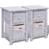 Bedside Cabinets 2 pcs Wood White - Front View