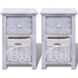 Bedside Cabinets 2 pcs Wood White - Side View