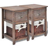 Bedside Cabinets 2 pcs Wood Brown - Front View