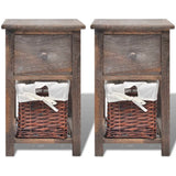 Bedside Cabinets 2 pcs Wood Brown - Side View