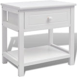 Bedside Cabinet Wood White - Front View