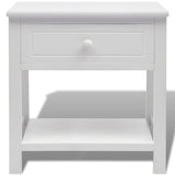 Bedside Cabinet Wood White - Side View