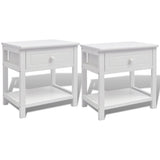 Bedside Cabinets 2 pcs Wood White - Front View