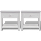 Bedside Cabinets 2 pcs Wood White - Side View