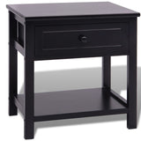 Bedside Cabinet Wood Black - Front View