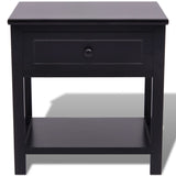 Bedside Cabinet Wood Black - Side View