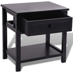 Bedside Cabinet Wood Black