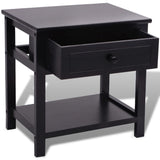 Bedside Cabinet Wood Black - Top-Down View