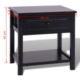Bedside Cabinet Wood Black - Rear View