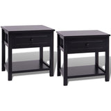 Bedside Cabinets 2 pcs Wood Black - Front View