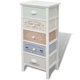 French Storage Cabinet 5 Drawers Wood - Front View