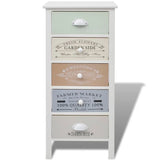 French Storage Cabinet 5 Drawers Wood - Side View