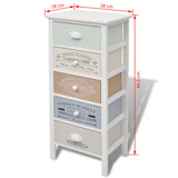 French Storage Cabinet 5 Drawers Wood - Rear View