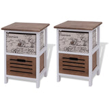 Bedside Cabinets 2 pcs Wood - Front View
