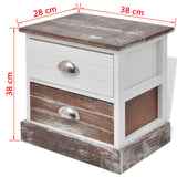 Bedside Cabinets 2 pcs Brown and White - Low Angle