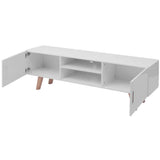 TV Stand MDF 150x35x48.5 cm High Gloss White - Side View