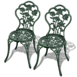3 Piece Bistro Set Cast Aluminium Green - 45-Degree Angle
