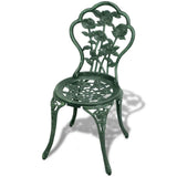 3 Piece Bistro Set Cast Aluminium Green - Rear View