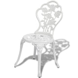 3 Piece Bistro Set Cast Aluminium White - 45-Degree Angle