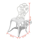 3 Piece Bistro Set Cast Aluminium White - Close-Up Angle