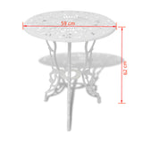 3 Piece Bistro Set Cast Aluminium White - Low Angle