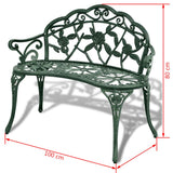 Garden Bench 100 cm Cast Aluminium Green - Top-Down View