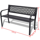 Garden Bench 118 cm Steel Black - Top-Down View