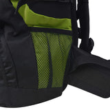 Hiking Backpack XXL 75 L Black and Green - Rear View