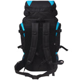 Hiking Backpack XXL 75 L Black and Blue - Top-Down View