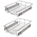Pull-Out Wire Baskets 2 pcs Silver 400 mm - Front View