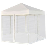 Hexagonal Pop-Up Marquee with 6 Sidewalls Cream White 3.6x3.1 m - Front View