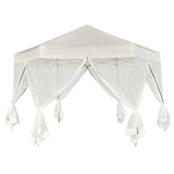 Hexagonal Pop-Up Marquee with 6 Sidewalls Cream White 3.6x3.1 m - Side View