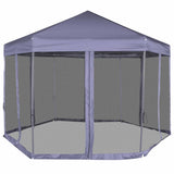 Hexagonal Pop-Up Marquee with 6 Sidewalls Dark Blue 3.6x3.1 m